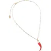 Rubi Shoes Pendant Necklace In Up Link Chain Red Chilli