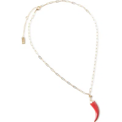 Rubi Shoes Pendant Necklace In Up Link Chain Red Chilli