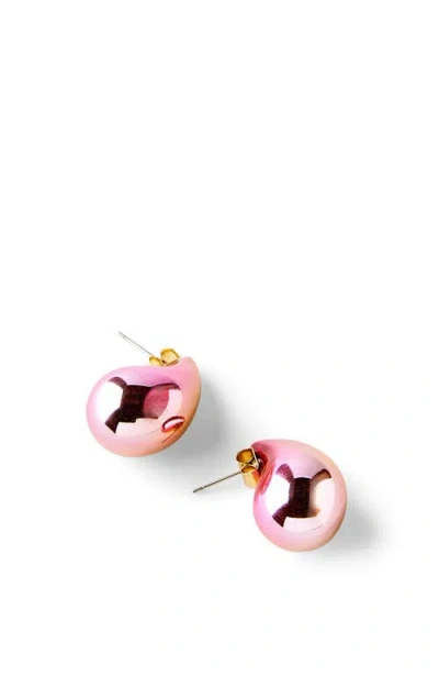 Rubi Shoes Small Charm Earring In Pink Metallic Teardrop