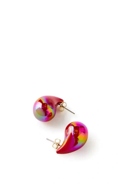 Rubi Shoes Small Charm Earring In Up Red Metallic Teardrop