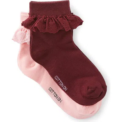 Rubi Shoes The Perfect Pair Pretty Frill Sock In Pink Sour Cherry