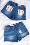Rubies + Honey Baseball Pocket Denim Shorts In Medium Wash In Multi