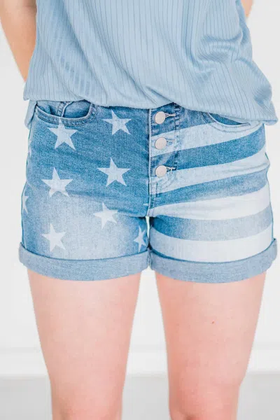 Rubies + Honey Usa Flag Denim Short In Blue