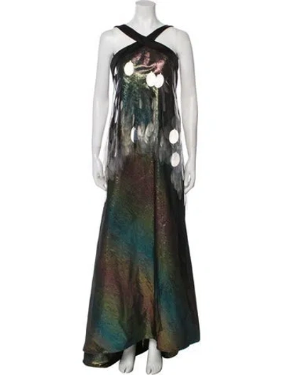 Pre-owned Rubin Singer Printed Long Dress In Black