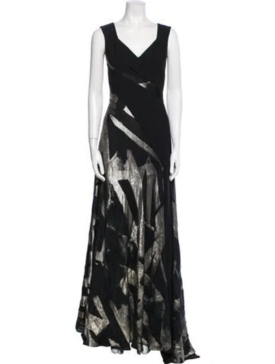 Pre-owned Rubin Singer Printed Long Dress In Black