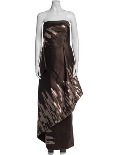 Pre-owned Rubin Singer Silk Long Dress In Brown
