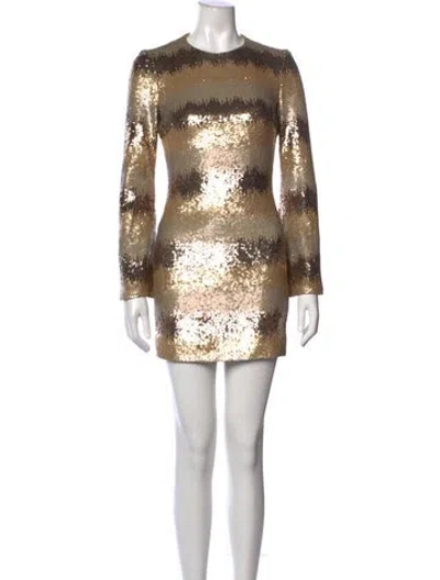 Pre-owned Rubin Singer Striped Mini Dress In Gold