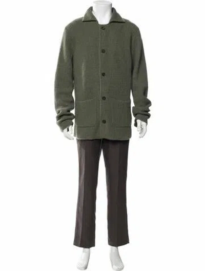Pre-owned Rubinacci Cashmere Collar Cardigan In Green