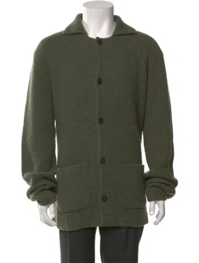 Pre-owned Rubinacci Cashmere Collar Cardigan In Green