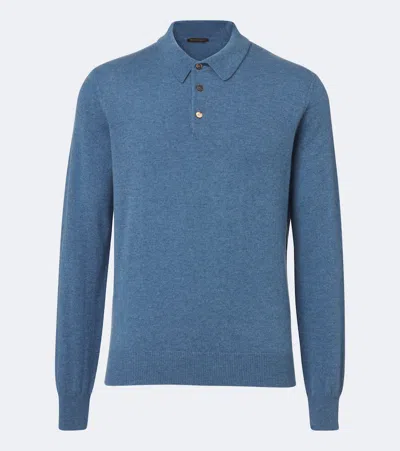 Rubinacci Cashmere Polo Sweater In Blue