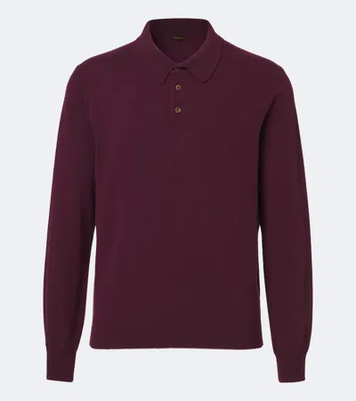 Rubinacci Cashmere Polo Sweater In Burgundy