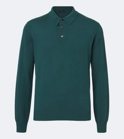 Rubinacci Cashmere Polo Sweater In Green