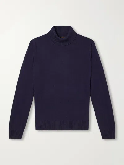 Rubinacci Cashmere Rollneck Sweater In Blue