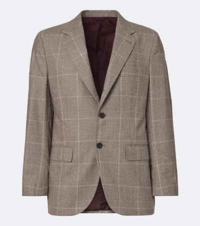 Rubinacci Checked Virgin Wool Blazer In Brown