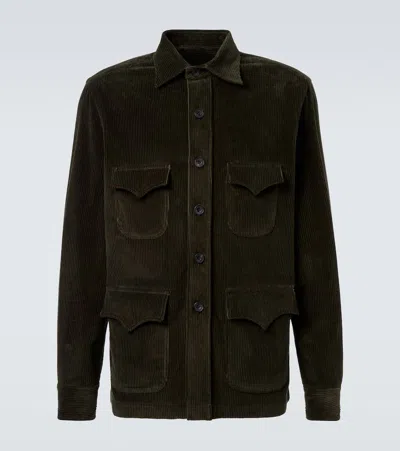 Rubinacci Cotton Corduroy Western Shirt In Black