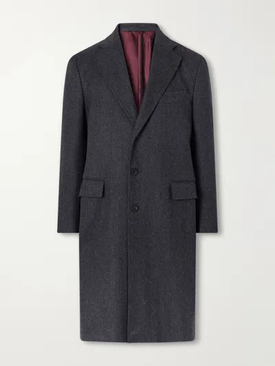Rubinacci Herringbone Virgin Wool Coat In Multi