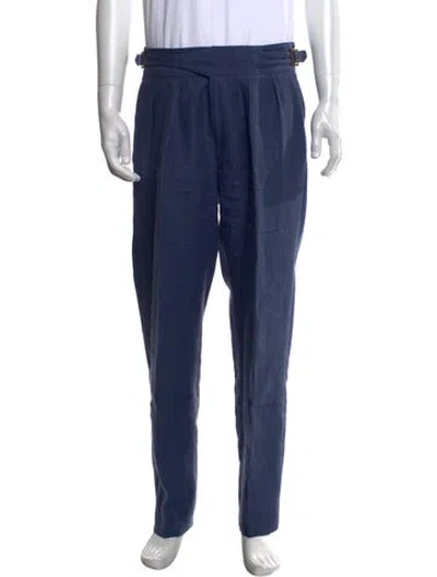 Pre-owned Rubinacci Linen Dress Pants In Blue