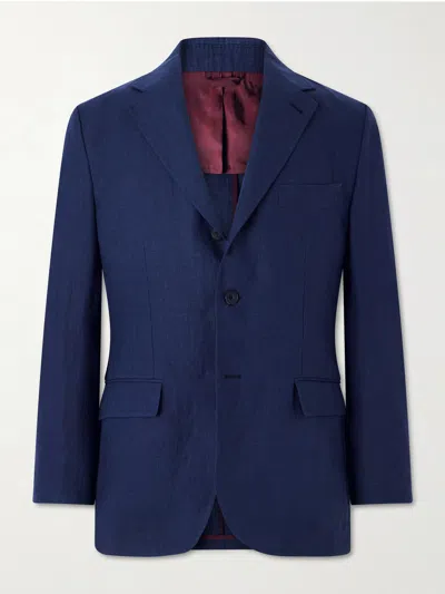 Rubinacci Linen Suit Jacket In Blue