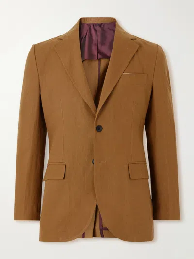 Rubinacci Linen Suit Jacket In Brown