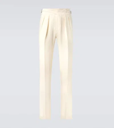 Rubinacci Manny Linen Slim Pants In White