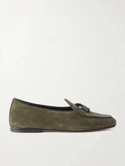 Rubinacci Marphy Tasseled Suede Loafers In Green