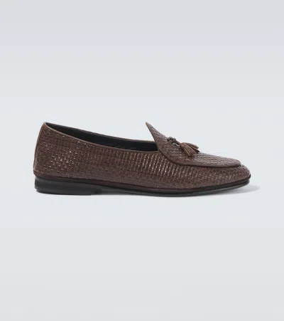 Rubinacci Marphy Woven Leather Loafers In Brown