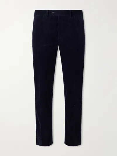 Rubinacci Modaluca Tapered Cotton-corduroy Trousers In Black