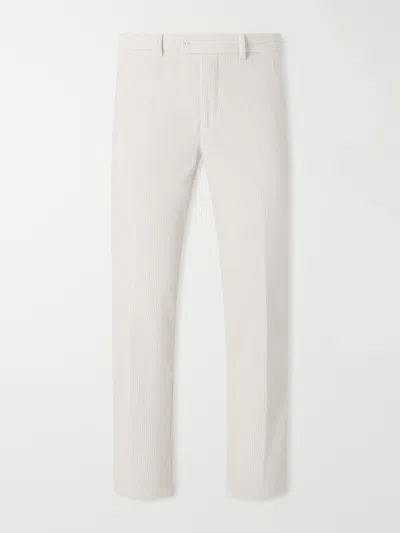 Rubinacci Modaluca Tapered Cotton-corduroy Trousers In White