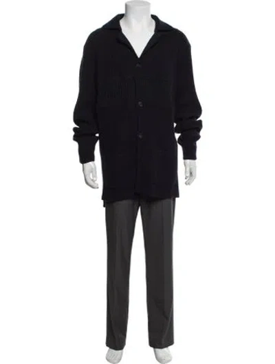 Pre-owned Rubinacci Open Front Long Sleeve Cardigan In Blue