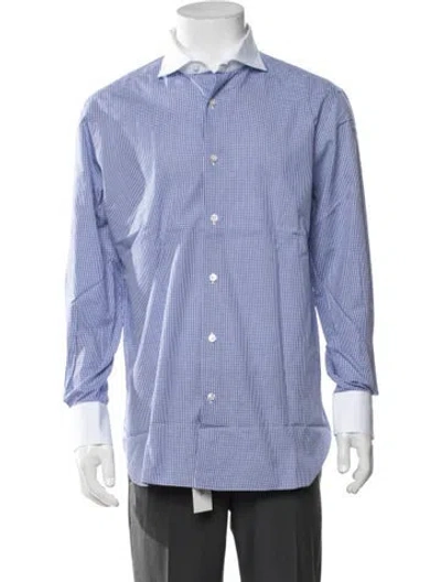 Pre-owned Rubinacci Patterned Long Sleeve Dress Shirt In Blue
