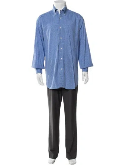 Pre-owned Rubinacci Plaid Print Long Sleeve Shirt In Blue