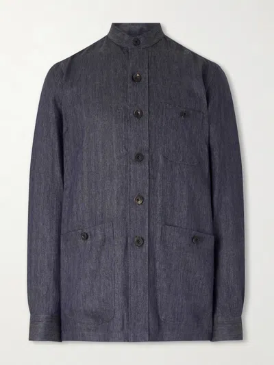 Rubinacci Safari Linen Jacket In Blue