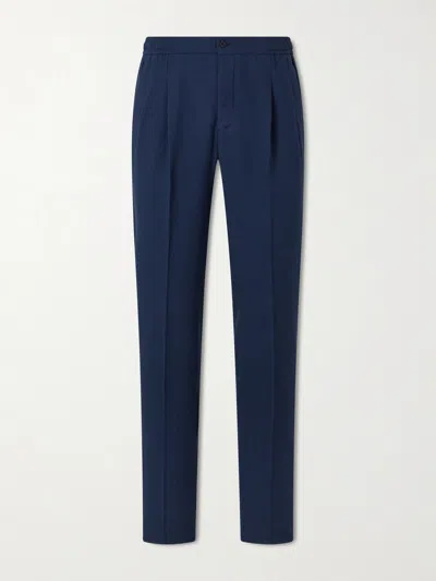Rubinacci Straight-leg Linen Trousers In Blue