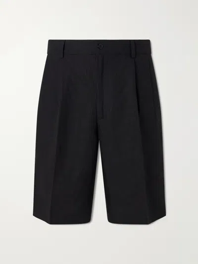Rubinacci Straight-leg Pleated Linen Shorts In Black