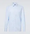 Rubinacci Striped Cotton Poplin Shirt In Blue