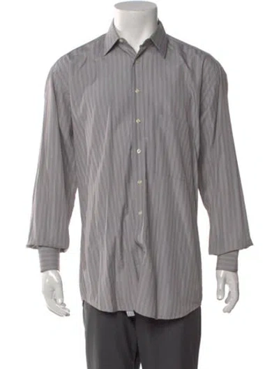 Pre-owned Rubinacci Striped Long Sleeve Shirt In Gray
