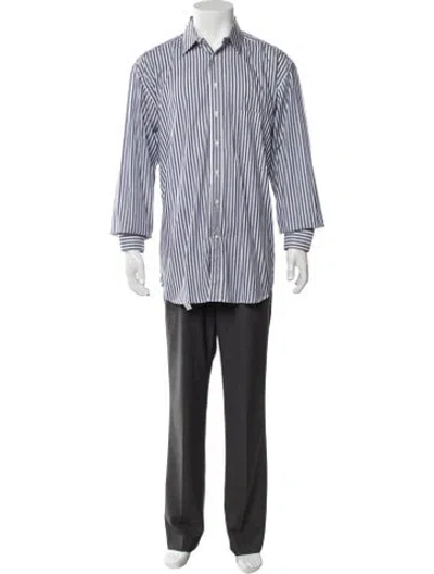 Pre-owned Rubinacci Striped Long Sleeve Shirt In Gray