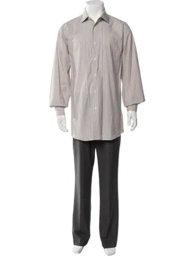 Pre-owned Rubinacci Striped Long Sleeve Shirt In Gray