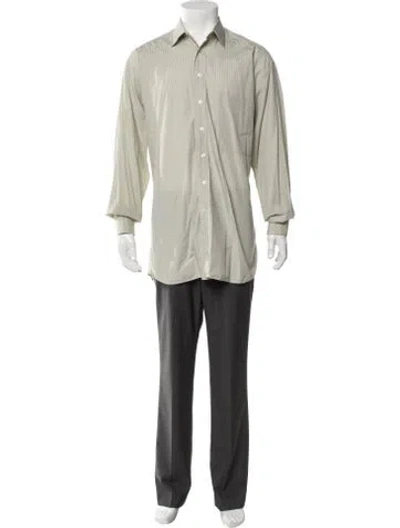 Pre-owned Rubinacci Striped Long Sleeve Shirt In Green