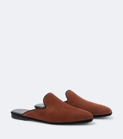Rubinacci Suede Slippers In Brown