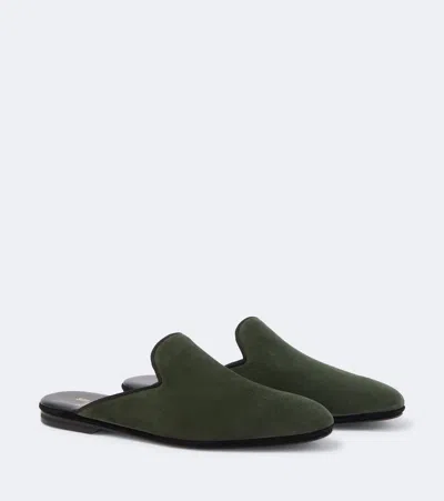 Rubinacci Suede Slippers In Green