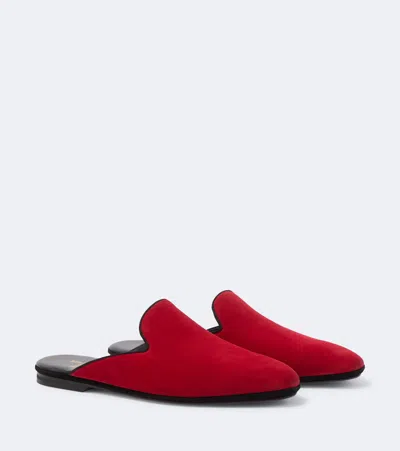 Rubinacci Suede Slippers In Red