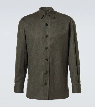 Rubinacci Virgin Wool Overshirt In Green