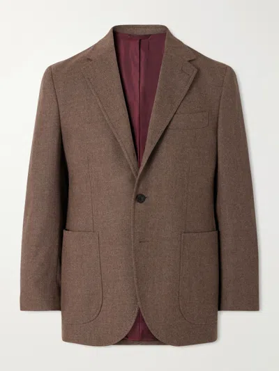 Rubinacci Virgin Wool-flannel Suit Jacket In Brown