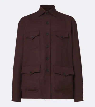 Rubinacci Wool Overshirt In Burgundy