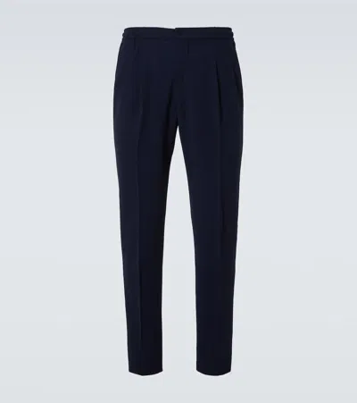 Rubinacci Wool Seersucker Straight Pants In Blue
