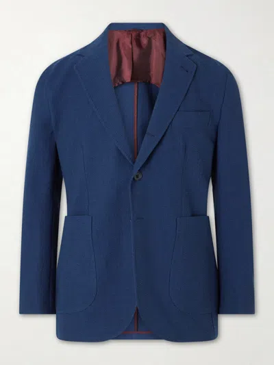 Rubinacci Wool-blend Single-breasted Jacket In Blue