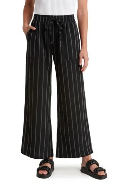 Ruby & Wren Stripe Drawstring Pants In Black/white