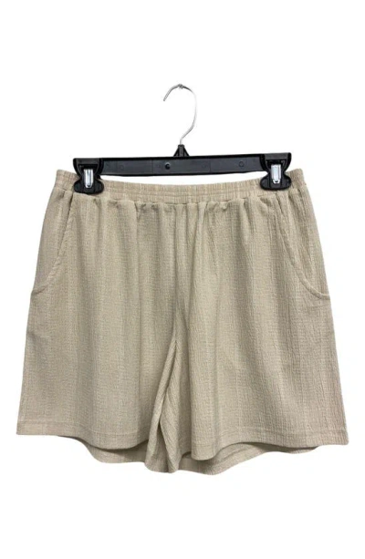 Ruby & Wren Stripe Pull-on Shorts In Oatmeal/ White