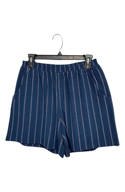 Ruby & Wren Stripe Pull-on Shorts In Patriot Blue/ White